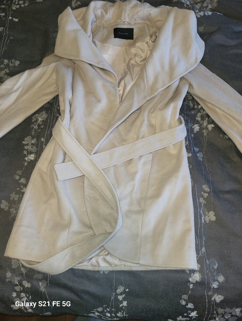 Tahari Light Cream Wrap Belted Trench Coat